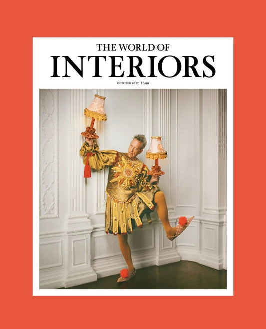 Richard E. Grant Dazzles in Cotton Velvet Aurum in The World of Interiors, October ’25