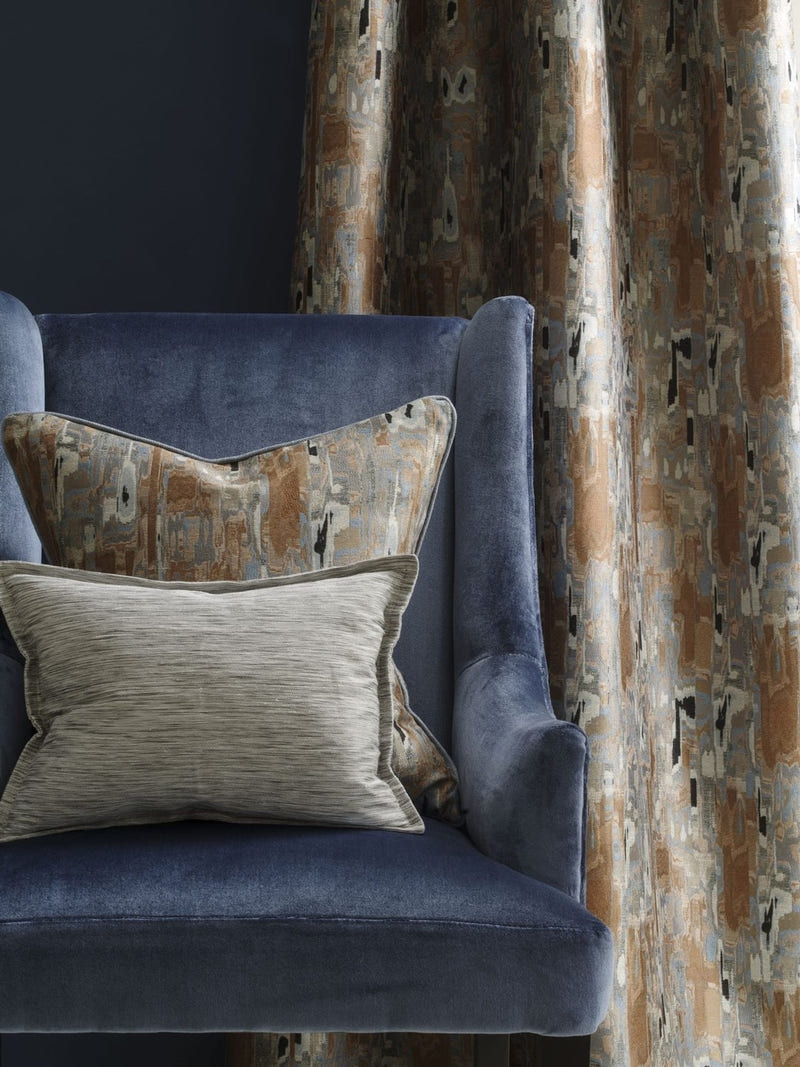 Cascade Metallic Silver Linen Fringe Cushion - Smoke, Metallic Silver Linen Fringe (CC0020)