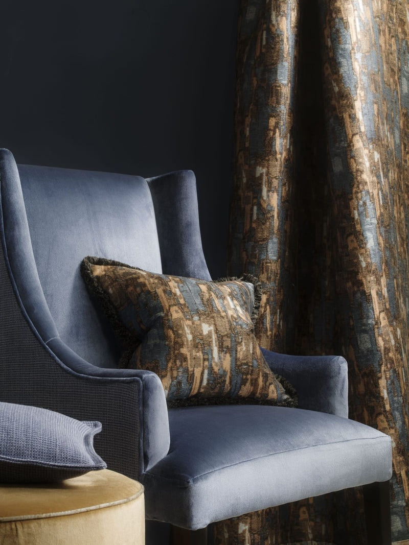 Cascade Metallic Silver Linen Fringe Cushion - Clay, Metallic Silver Linen Fringe (CC0022)