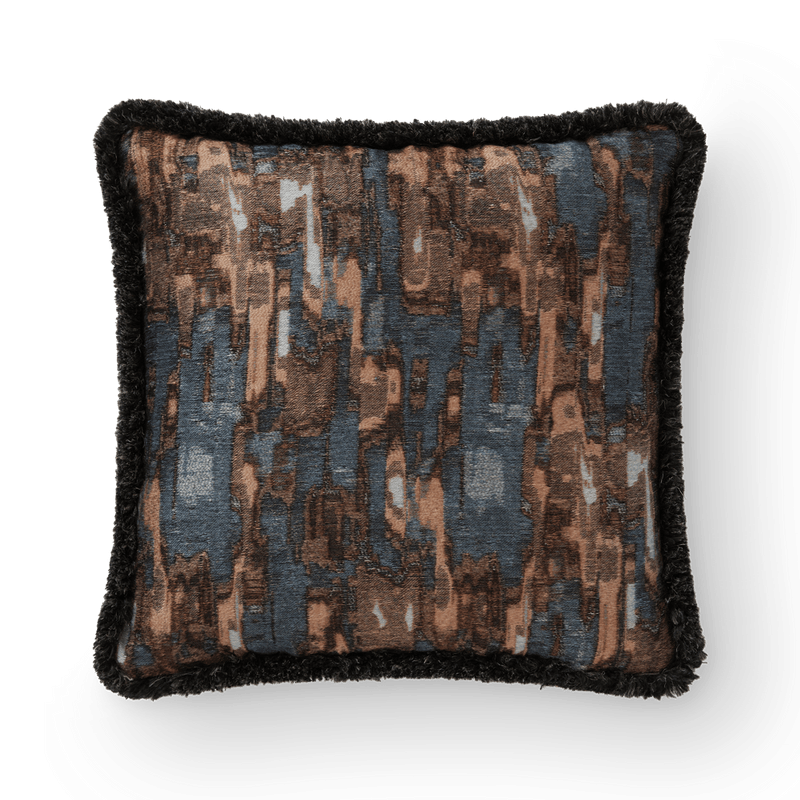 Cascade Black Wool Fringe Cushion Clay Reverse