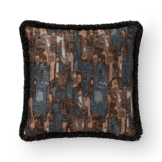 Cascade Black Wool Fringe Cushion