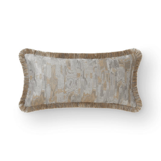 Cascade Cushion - Sand, Metallic Gold Linen Fringe (CC0019)