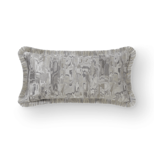 Cascade Metallic Silver Linen Fringe Cushion