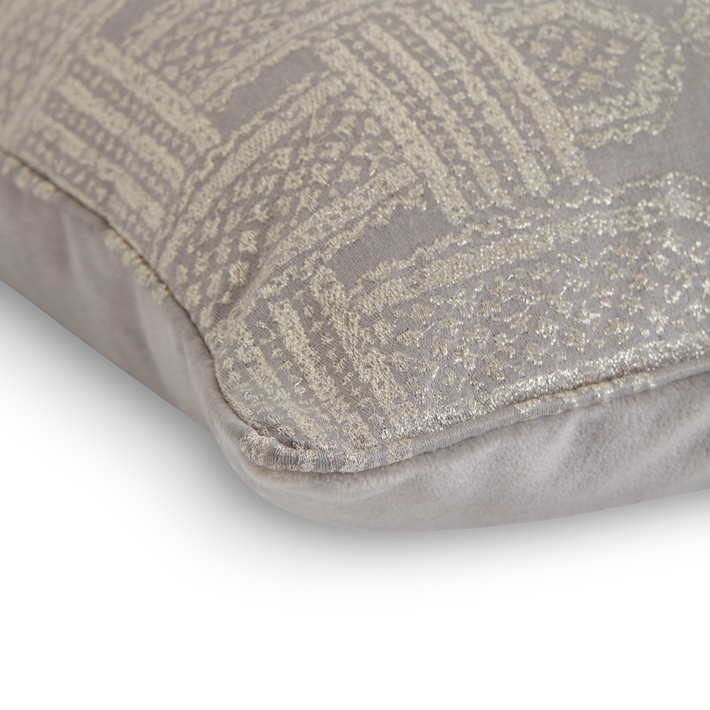 Frame Kid Mohair Eros Cushion - Silver, Self Piped (CC0011)