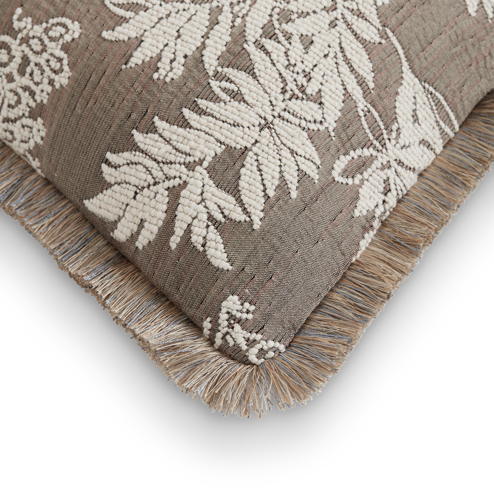Paradise With Metallic Gold Linen Fringe Cushion - Golden, Metallic Gold Linen Fringe (CC0055)