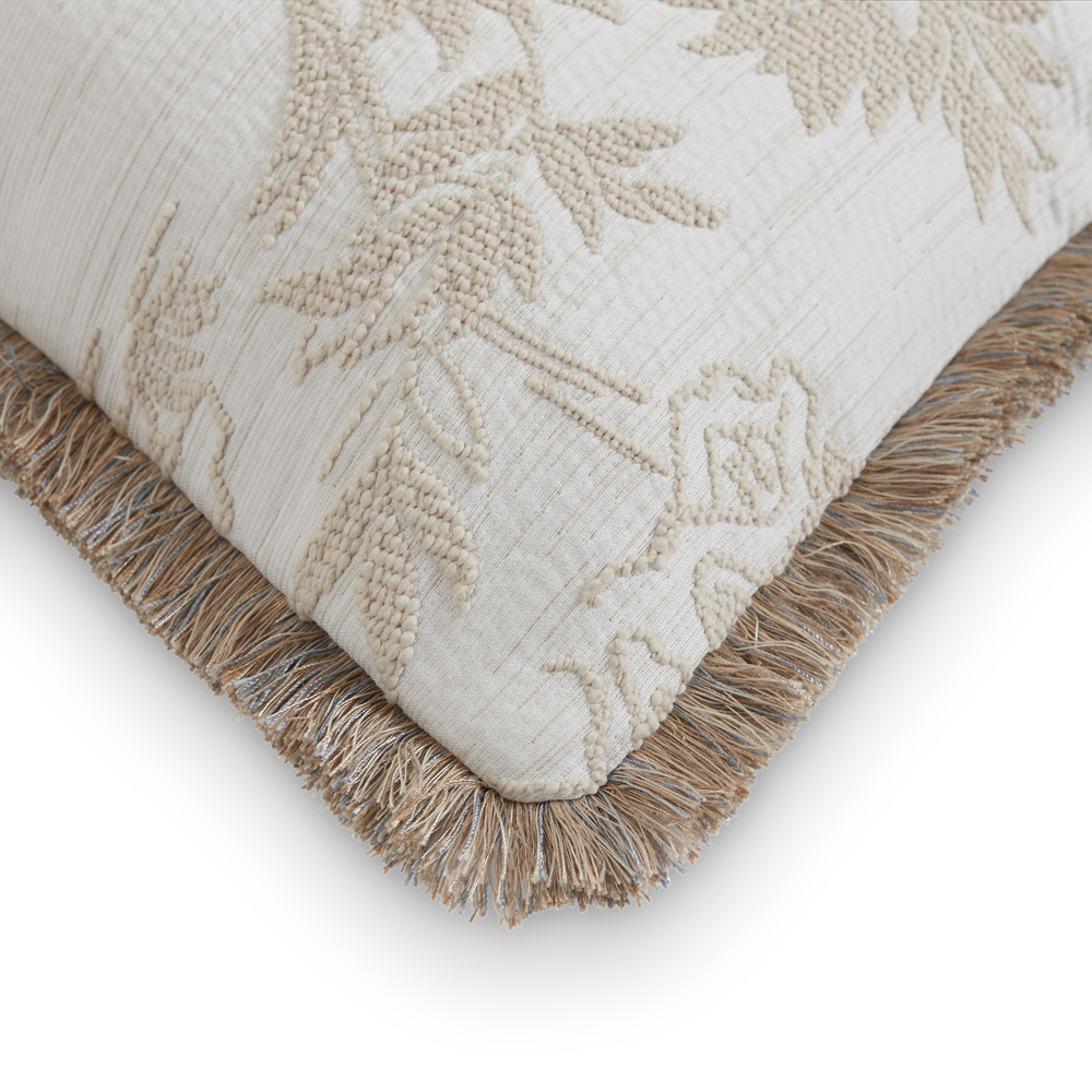 Paradise With Metallic Gold Linen Fringe Cushion - Light, Metallic Gold Linen Fringe (CC0053)