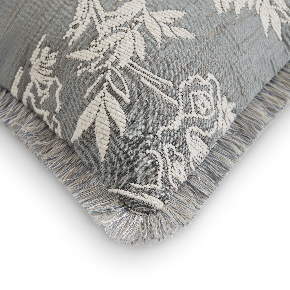 Paradise Metallic Silver Linen Fringe Cushion - Moon, Silver Linen Fringe (CC0054)