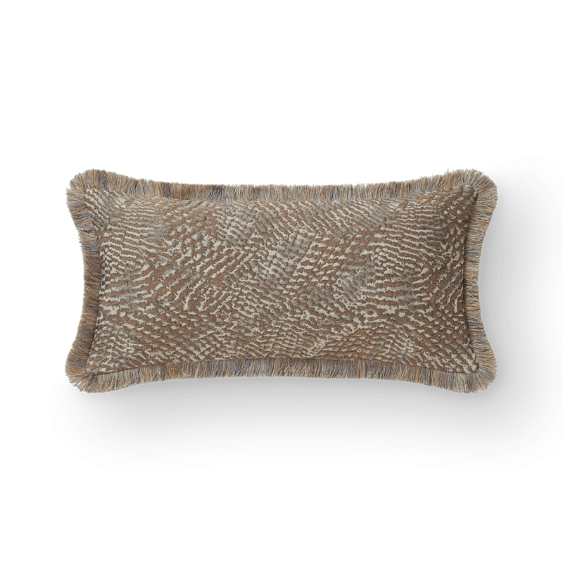 Zaki Metallic Linen Gold Fringe Cushion Tea Rose